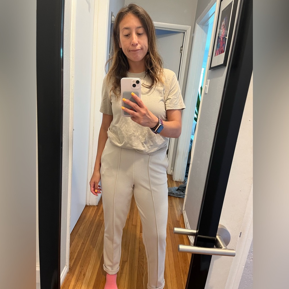 NEW Mango Womens Joggers Size S Cream